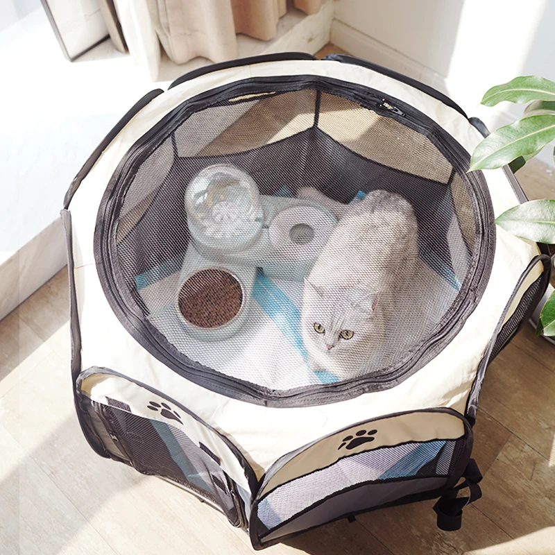 Portable Folding Pet Tent Dog House Octagonal Cage For Cat Tent Playpen Puppy Kennel Easy Operation Fence Outdoor Big Dogs House - Image 4
