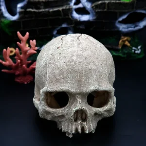 Realistic Artificial Skull Decor for Reptile Terrariums Ideal for Bearded Dragons Snakes Durable Enhances Habitat Aesthetics