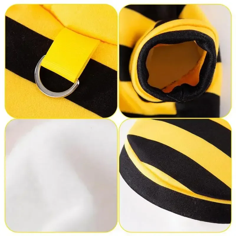 Cat Bee Costume Soft Cat Holiday Cosplay Warm Clothes Pet Bee Halloween Hoodies Autumn Winter Warmth Clothes for Pet Accessories - Image 5