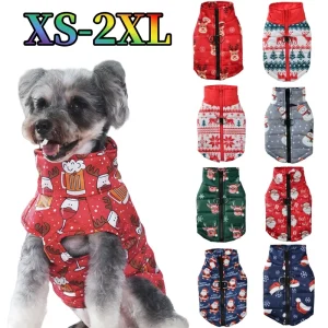 Christmas Pet Dog Costume Winter Warm Clothes For Small Medium Dogs Cat Funny Santa Claus Print Jacket Puppy Vest Coat
