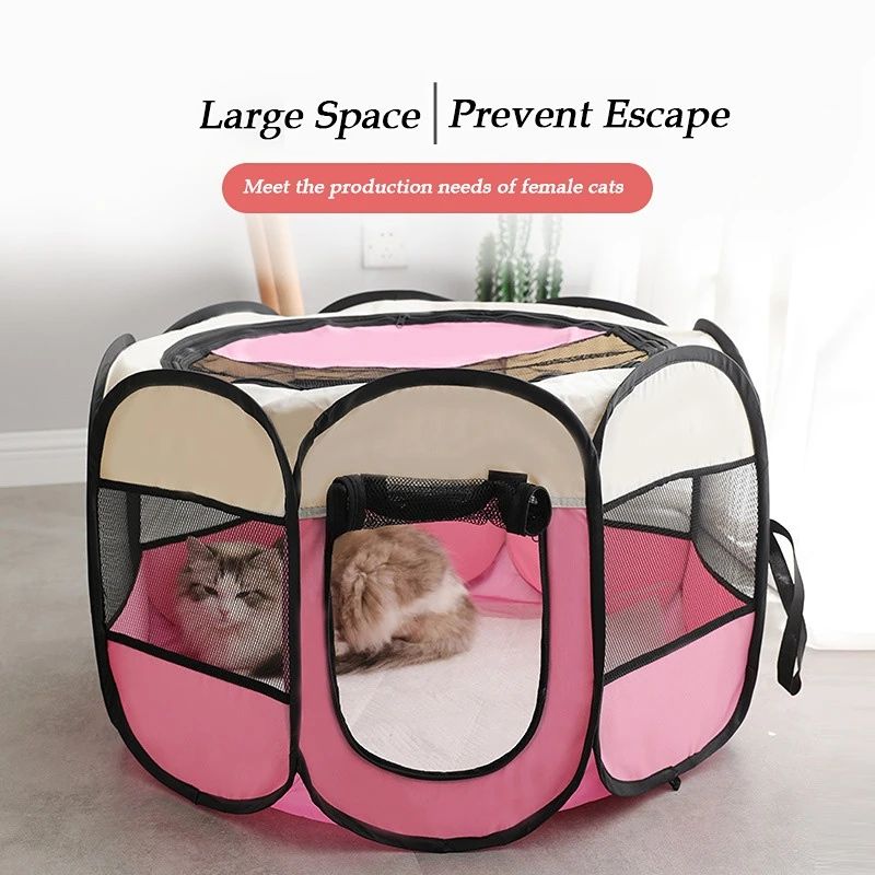 Portable Folding Pet Tent Dog House Octagonal Cage For Cat Tent Playpen Puppy Kennel Easy Operation Fence Outdoor Big Dogs House - Image 2