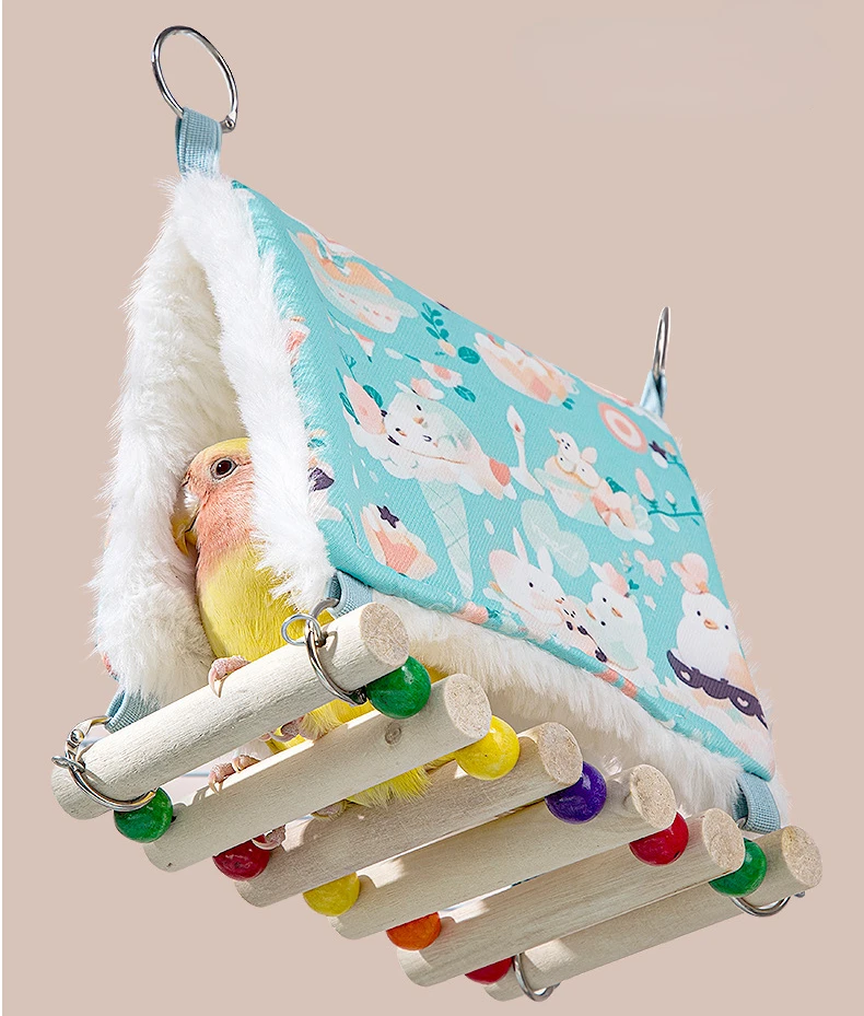Pet Birds Parrot Soft Warm Plush Snuggle Hanging Cave Swing Toy Cage Hammock Hideaway Bird Bed Decor Little Sun Velvet Nest - Image 2