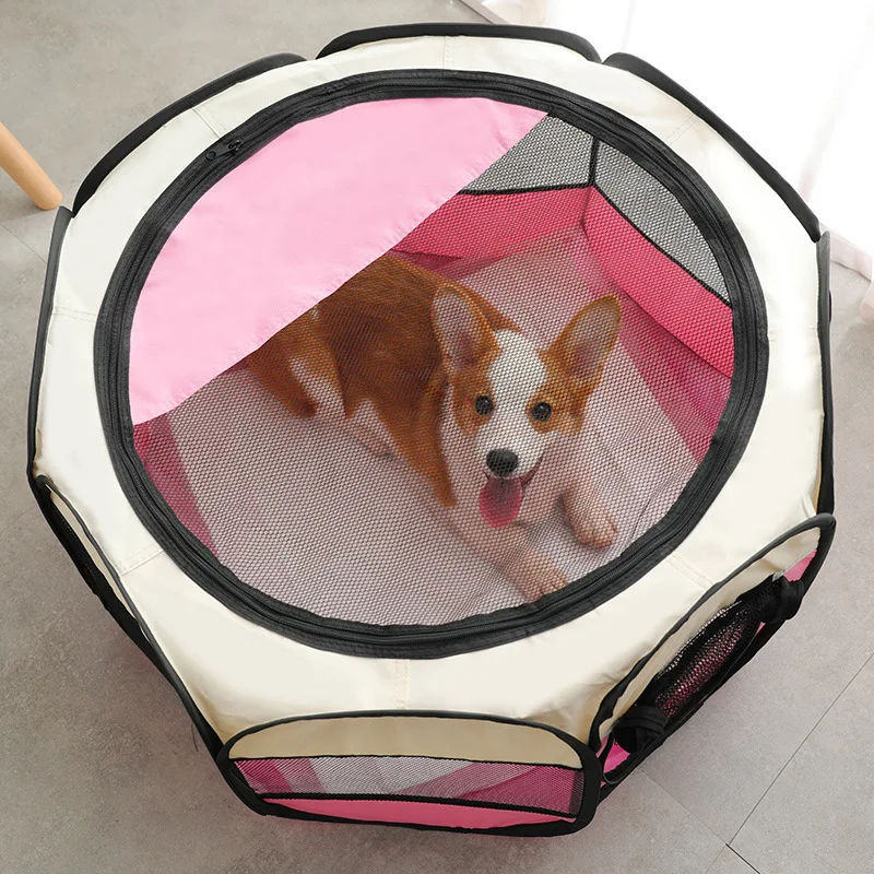 Portable Folding Pet Tent Dog House Octagonal Cage For Cat Tent Playpen Puppy Kennel Easy Operation Fence Outdoor Big Dogs House - Image 5